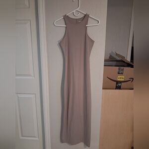 Sleeveless Taupe Bodycon Maxi Dress